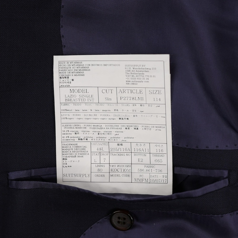 SuitSupply Suit 44L Blue Perennial Vitale Barberis Canonico 110's Wool - Picture 12 of 16